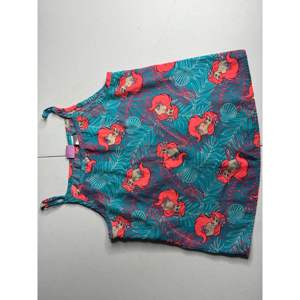 Disney Princess Ariel Little Mermaid Tank Top Girls Size M 7-8 Teal Coral Pink